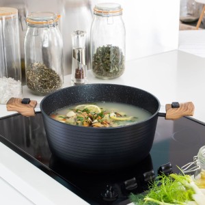 Faitout 28cm antiadhésif en céramique avec couvercle en verre Légende